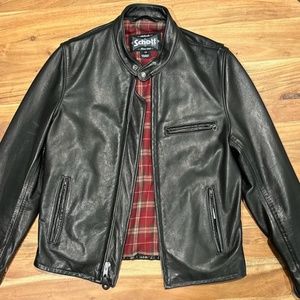 Waxed Natural Pebbled Cowhide Café Leather Jacket